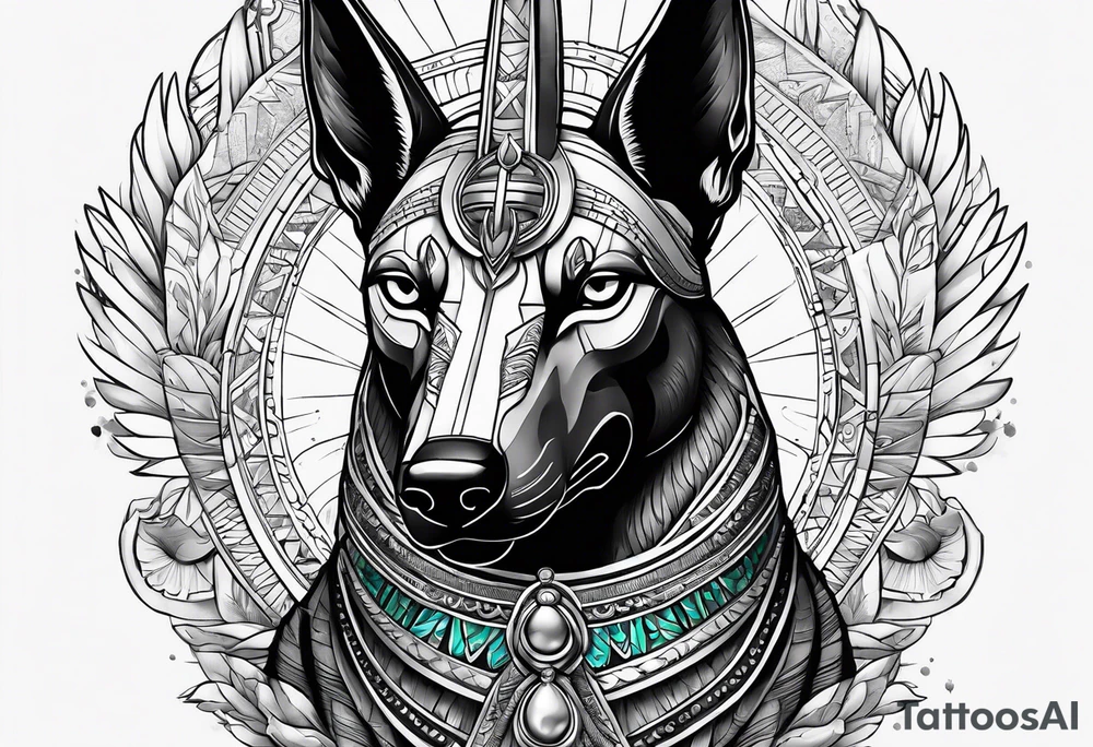 Egyptian style anubis weighing the heart tattoo idea