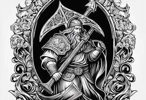 The symbol of Matthias a open Bible and a battle Axe tattoo idea