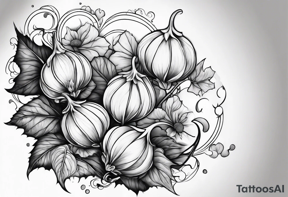 Physalis with clouds tattoo idea