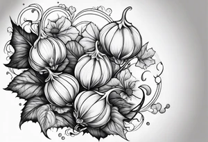 Physalis with clouds tattoo idea