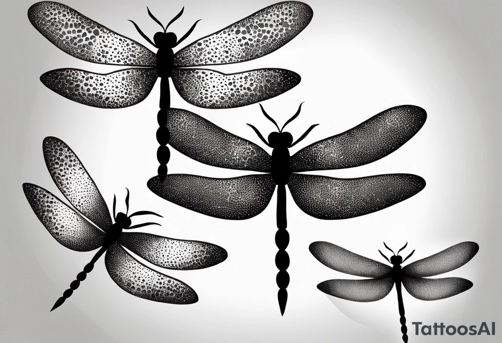 4 dragonflies flying together tattoo idea