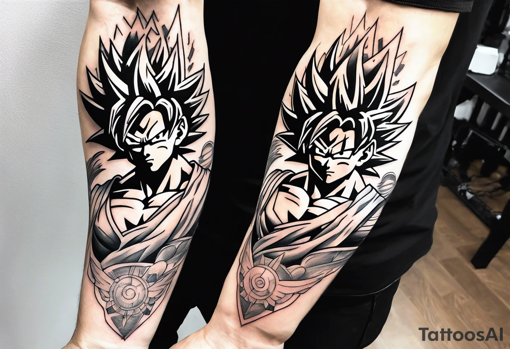 Tattoo on arm with goku with wings tattoo idea