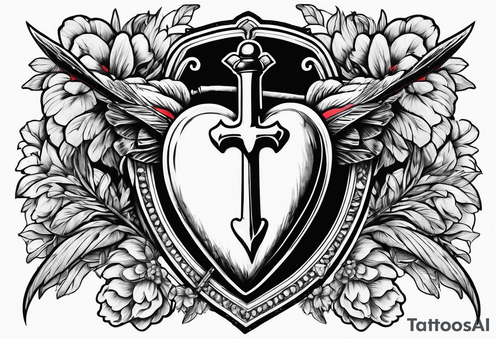 bleeding heart with a dagger and a bandaid tattoo idea