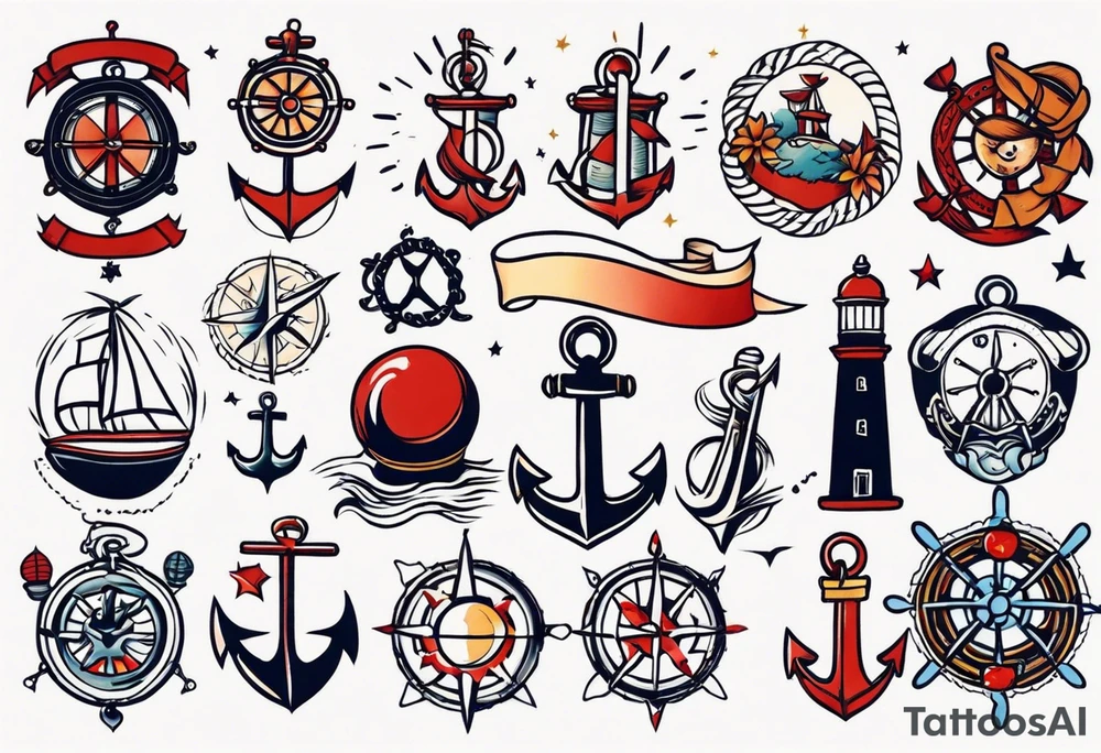 traditional sailor tattoo ideas for full arm tattoo idea