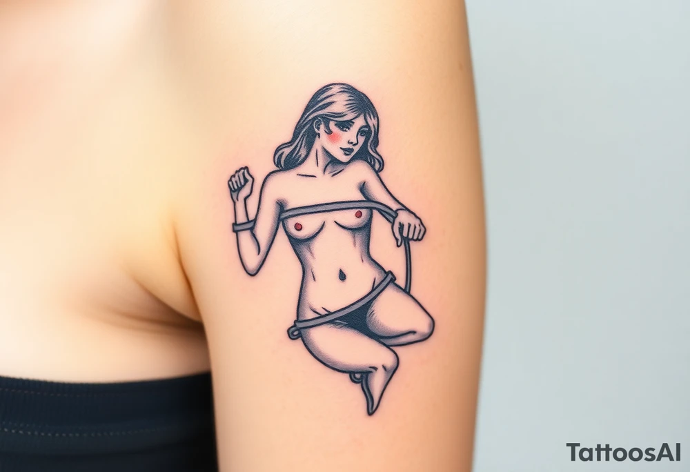 Naked Woman in restraints tattoo idea