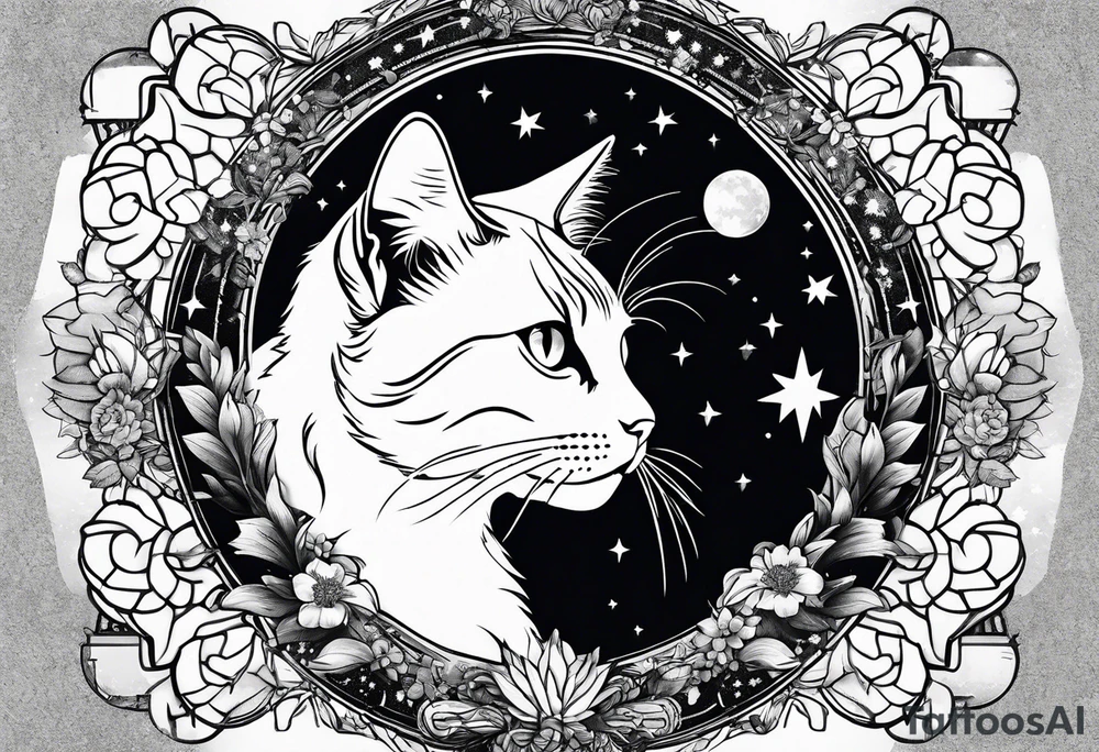 cat, space, nature tattoo idea