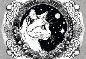 cat, space, nature tattoo idea
