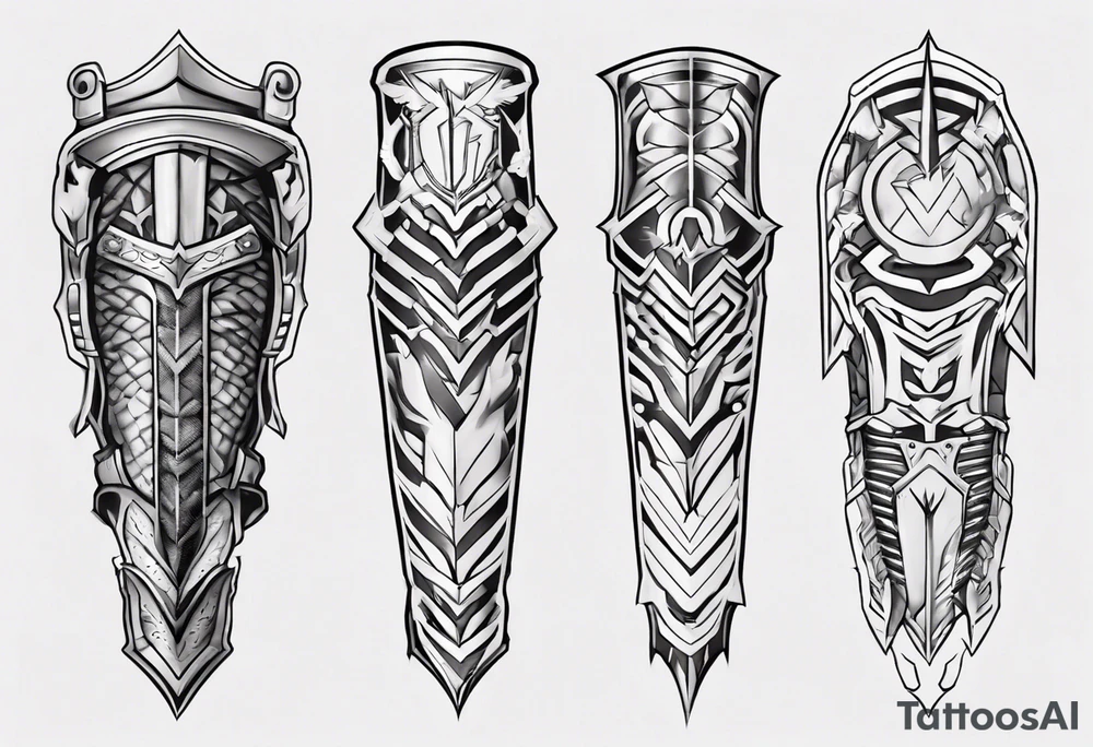 Leg armor tattoo idea