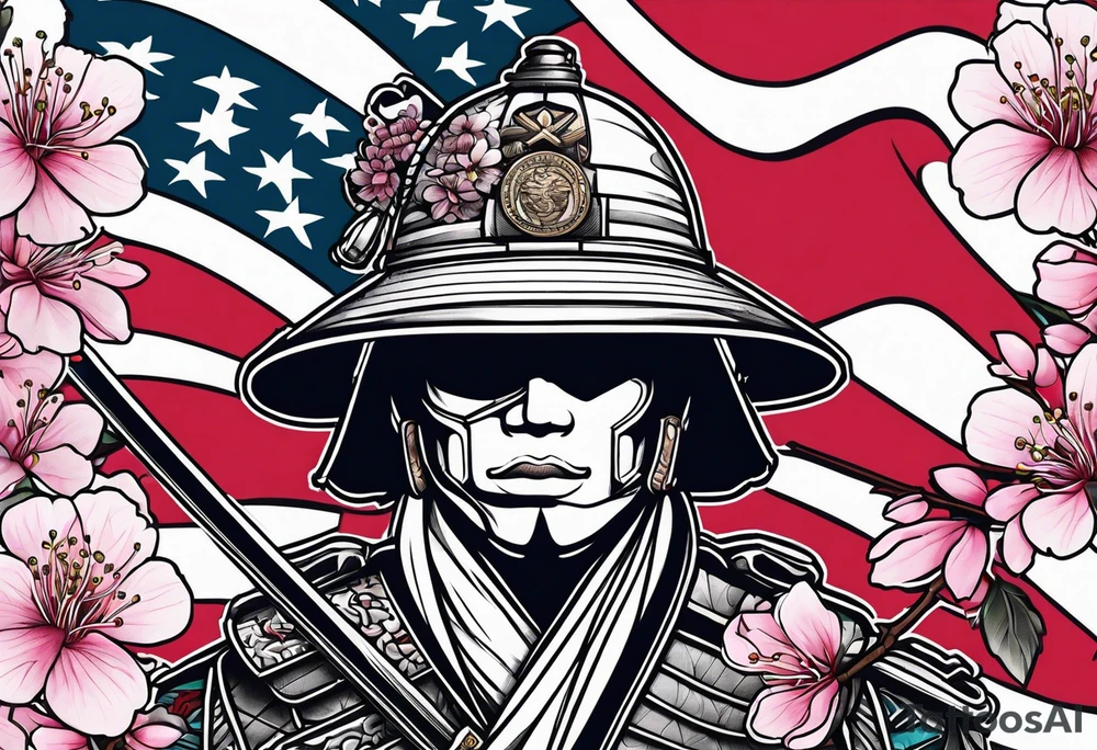United States Marine and Samurai with cherry blossom tattoo idea