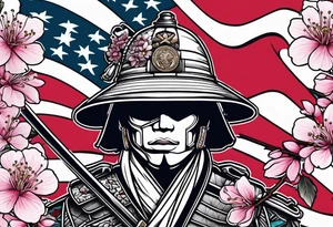 United States Marine and Samurai with cherry blossom tattoo idea