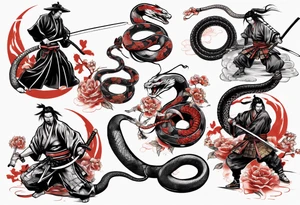 Samurai fighting a snake tattoo idea