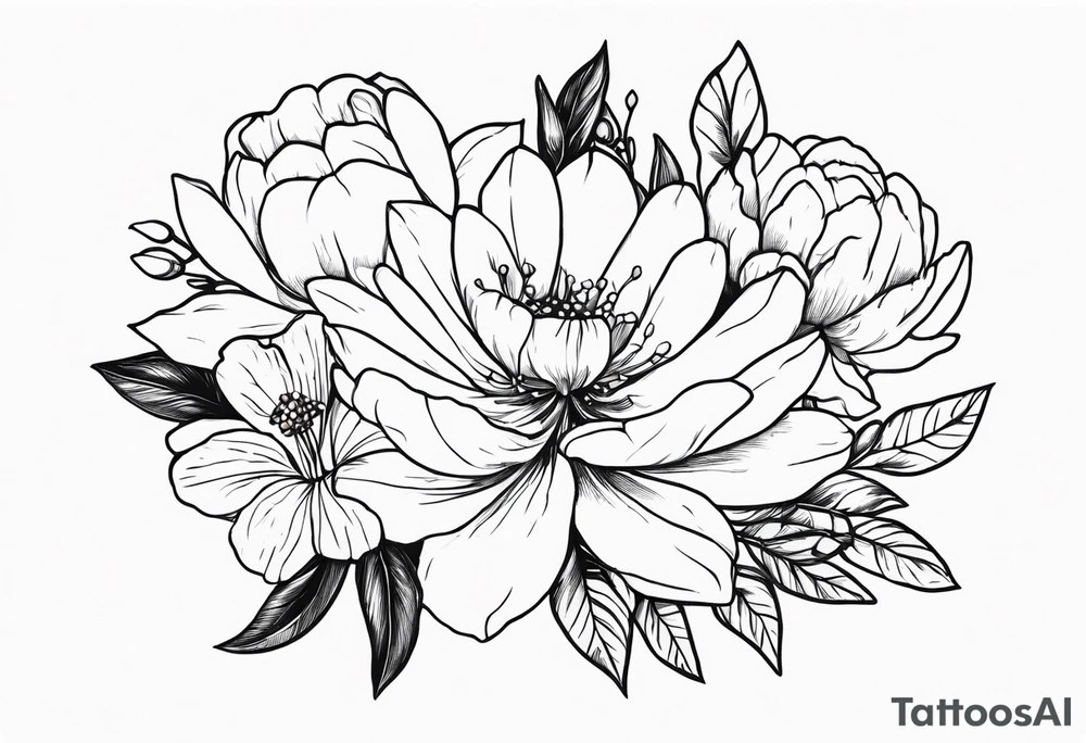 November birth flower and July birth flower in a bouquet tattoo idea