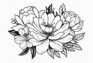 November birth flower and July birth flower in a bouquet tattoo idea