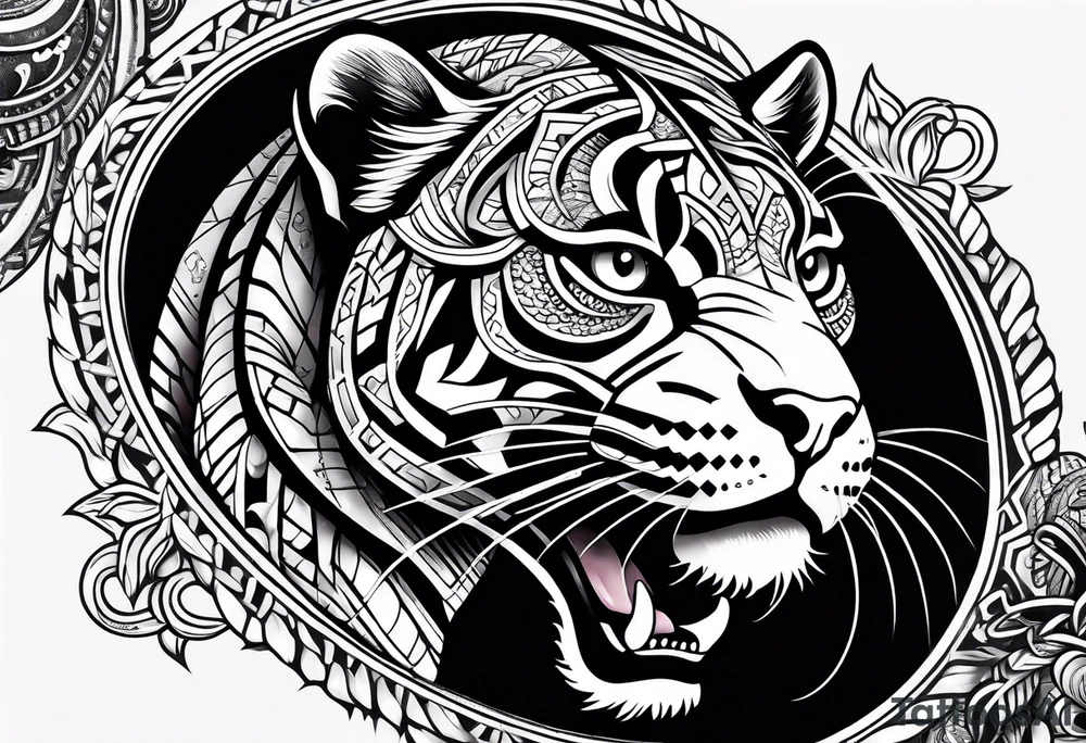 aztec black jaguar with snake tattoo idea
