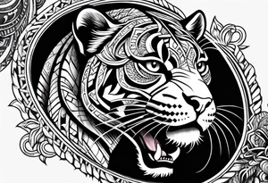 aztec black jaguar with snake tattoo idea
