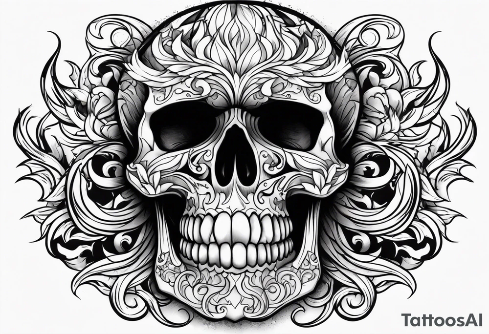 Skull flames tattoo idea