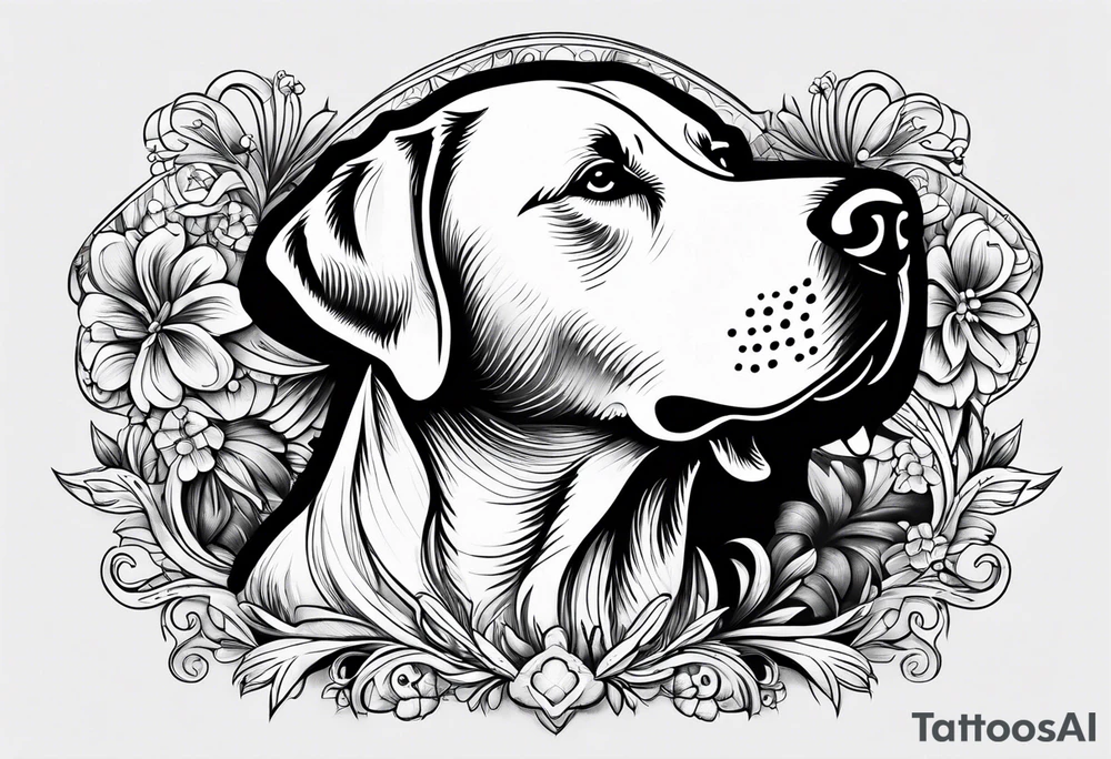 Labrador blanco feliz tattoo idea