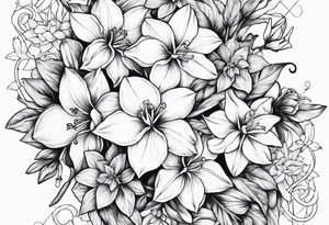 Larkspur, narcissus and stars tattoo idea