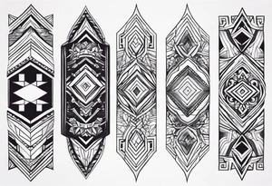 forearm band tattoos, 3 separate segments, solid shapes tattoo idea