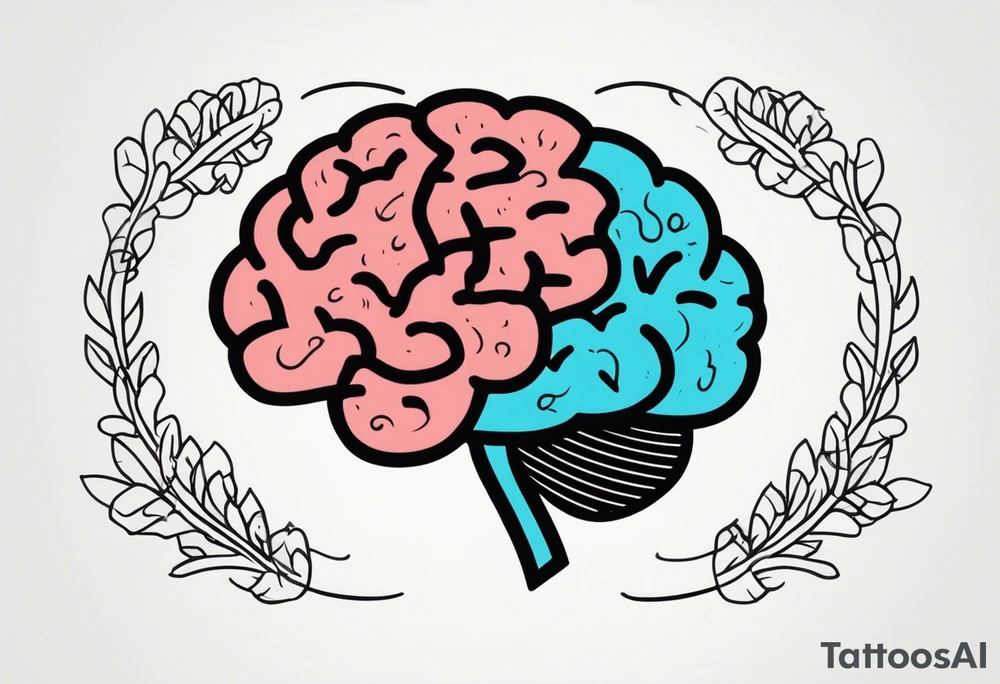 anthropomorphic brain with depression tattoo idea