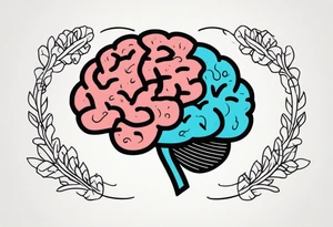 anthropomorphic brain with depression tattoo idea