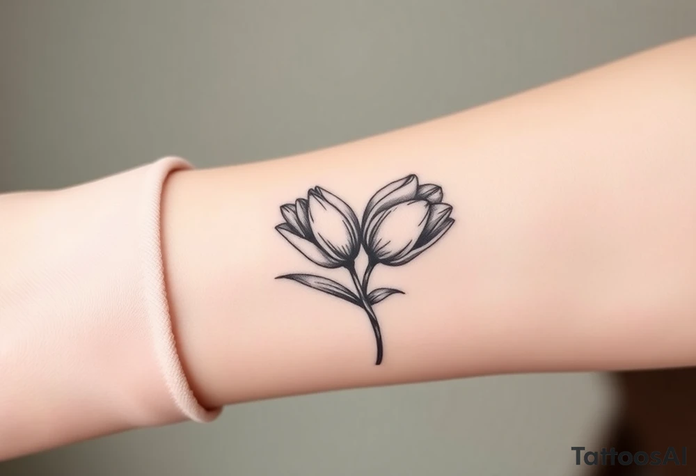 two intertwined tulips with stem tattoo idea