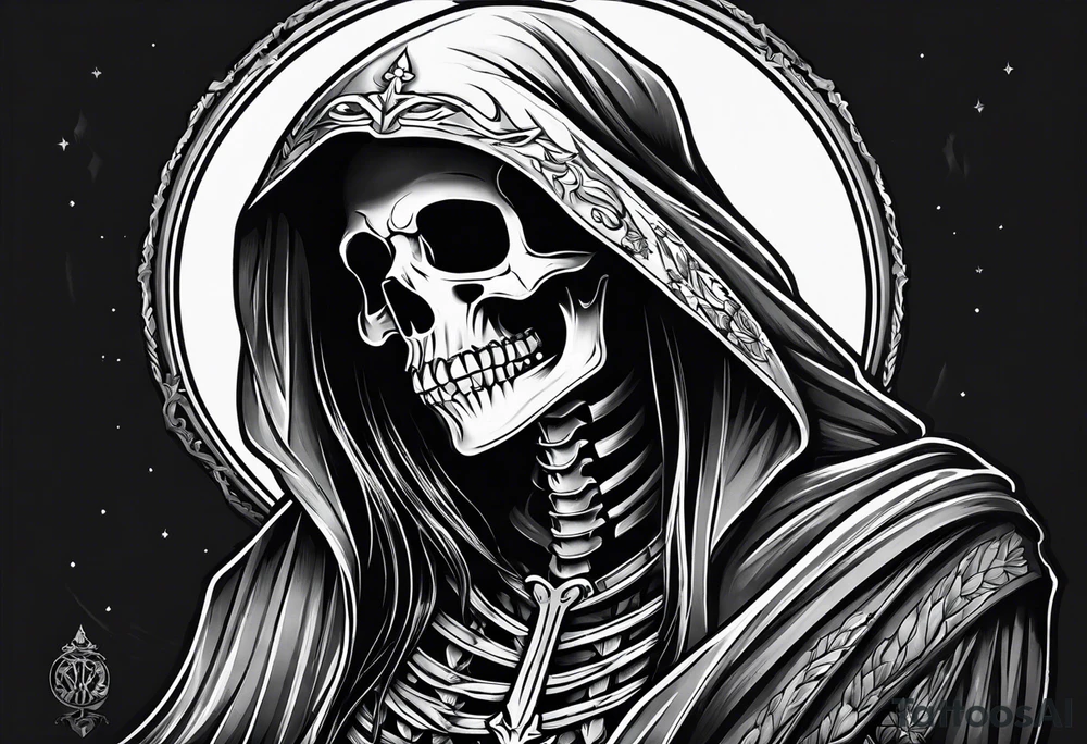 lady skeleton grim reaper tattoo idea