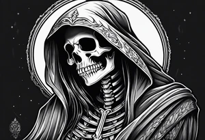 lady skeleton grim reaper tattoo idea