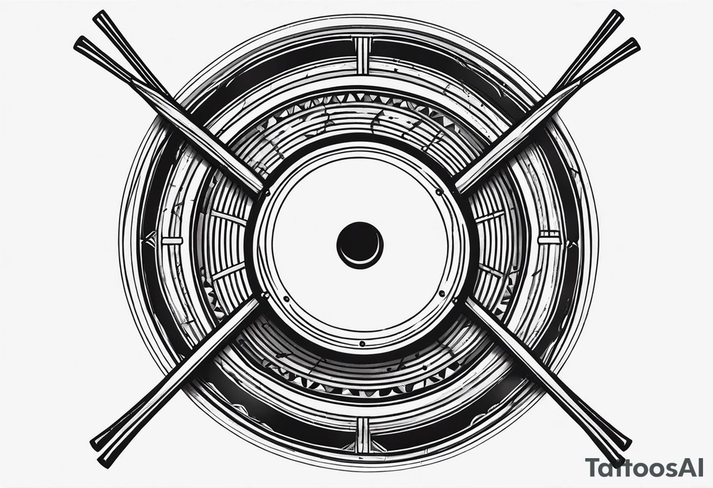 Simple drumhead and sticks tattoo idea
