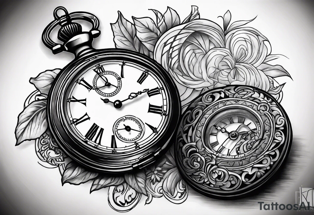 pocket watch memorial tattoo idea