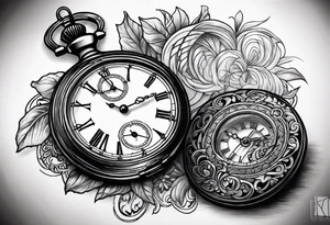 pocket watch memorial tattoo idea