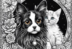 Cockapoo and kitten staring at my soul tattoo idea