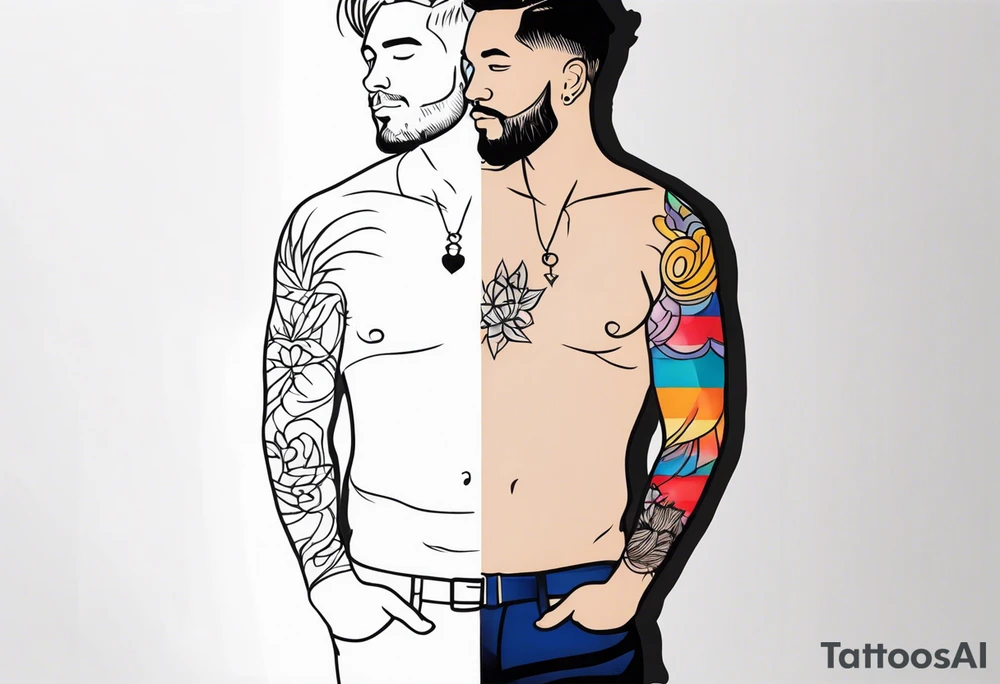 Gay men outline tattoo idea
