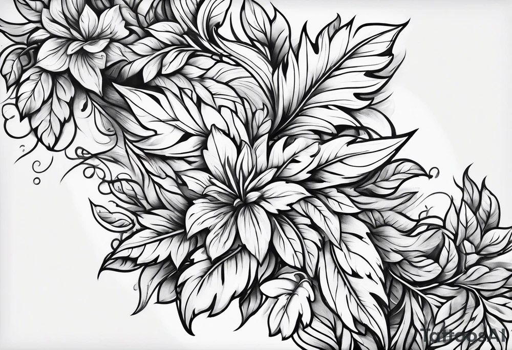 Curved leaves tattoo idea