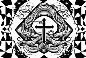 a cross with a snake around it tattoo idea