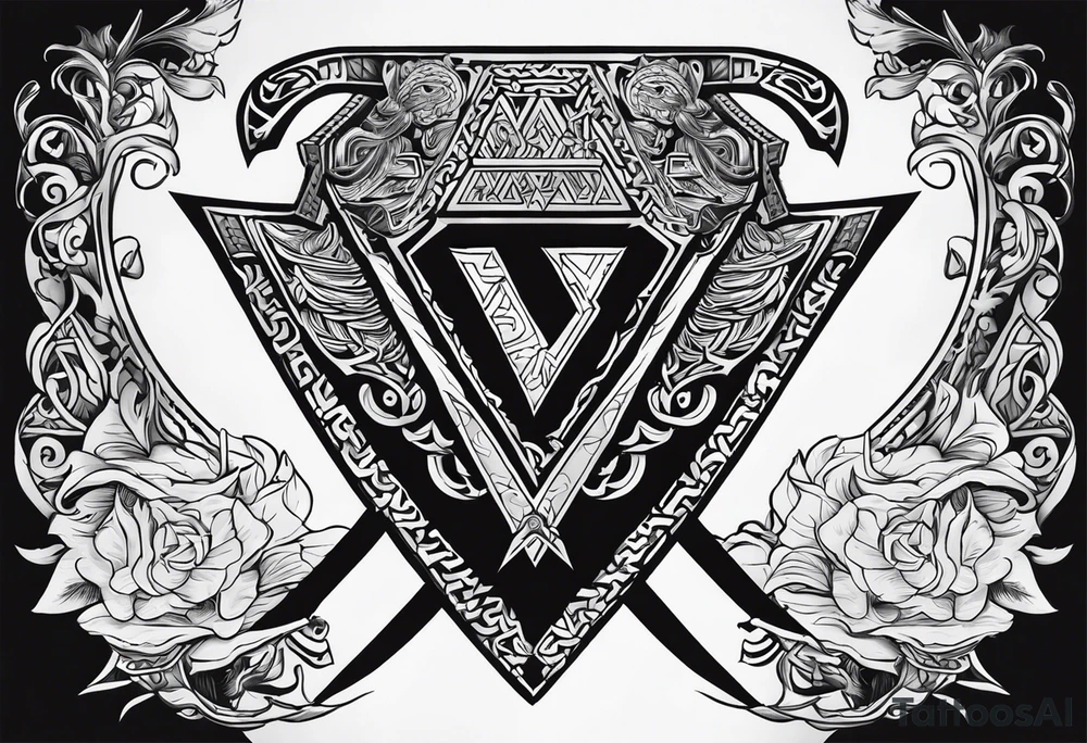 Valhalla  sword shield axe Valknut fog tattoo idea