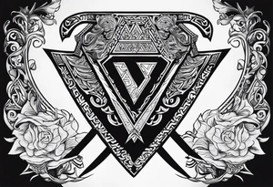 Valhalla  sword shield axe Valknut fog tattoo idea