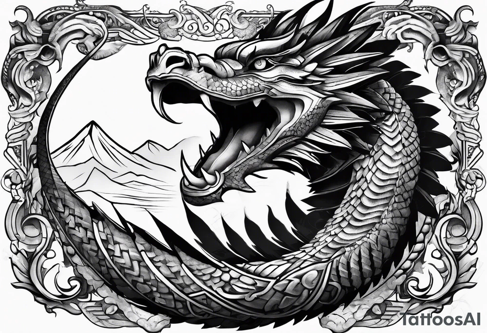quetzalcoatl snake sleeve tattoo idea