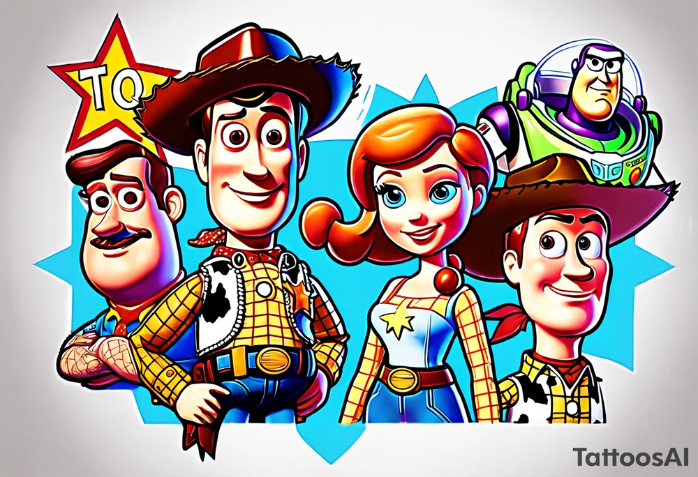 toy story portrait characters tattoo idea