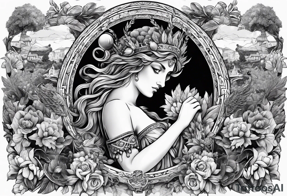 greek mythology collage tattoo idea