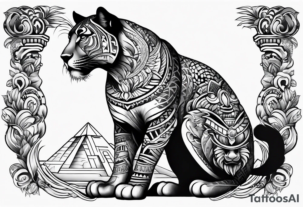 aztec black jaguar sitting tattoo idea