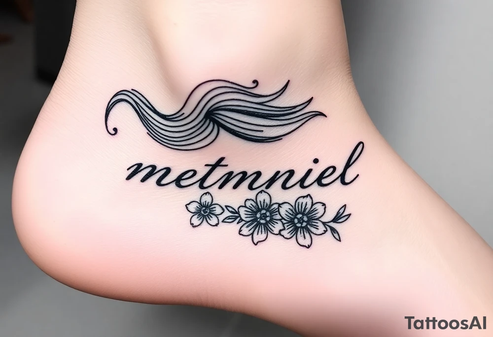 ethereal mermaid with flowing hair among coral and sea flowers tattoo idea