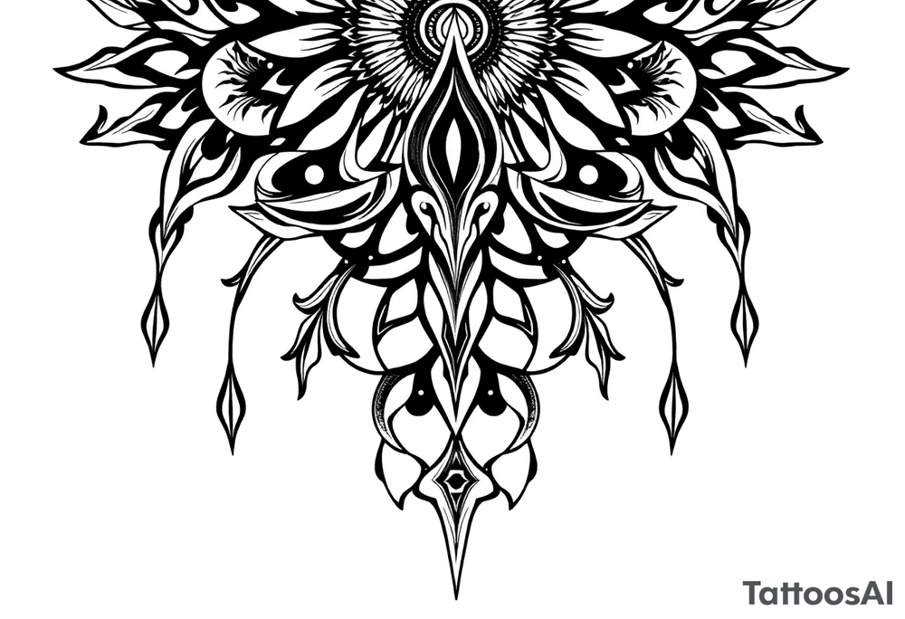 spiritual bold line tattoo idea