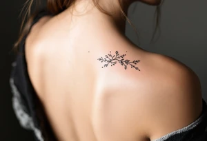 Minimalist style tattoo with oranental design with symbolism and dot work , full back work tattoo idea