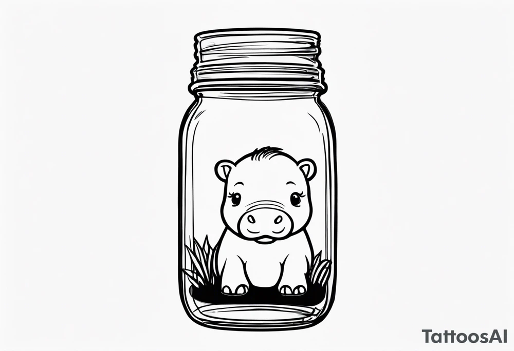 Baby hippo Mason jar tattoo idea