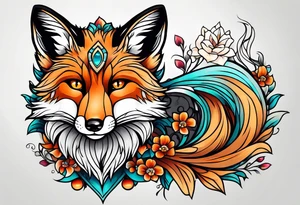 neo traditional fox tattoo idea