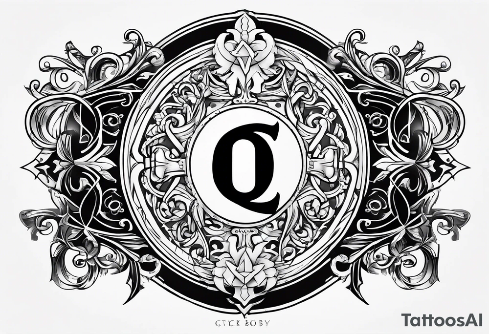 Greek Capital Letter Omega symbol black magic style tattoo idea