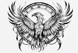 Fire Phoenix flying blending into dream catcher tattoo idea