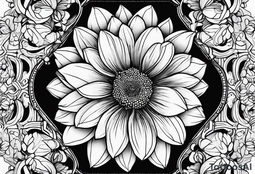 Spring flowers surrounded by faded honeycomb tattoo idea