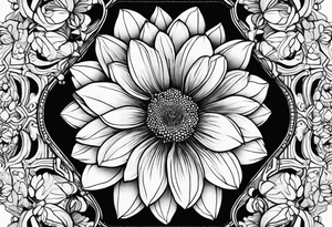 Spring flowers surrounded by faded honeycomb tattoo idea
